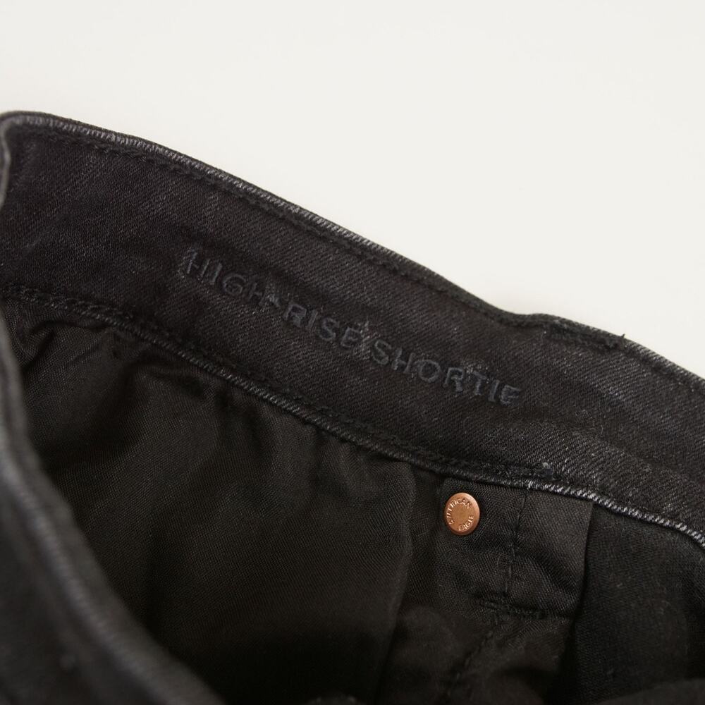 American Eagle Next Level High Rise Shortie Black Denim Jean Short Womens Sz 16 - Picture 8 of 10